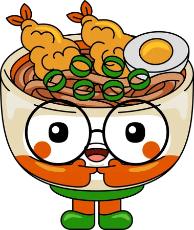 Udon Mascot Character standing  Illustration