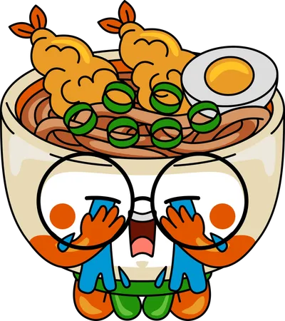 Personagem mascote udon chorando  Ilustração