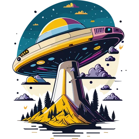 UFO Clipart Is Used For Print On Demand Creations Such As Apparel Stickers And Unique Merchandise Enabling You To Incorporate An Extraterrestrial Theme Into Your Designs And Unleash Your Creativity In Creating Out Of This World Products Illustration