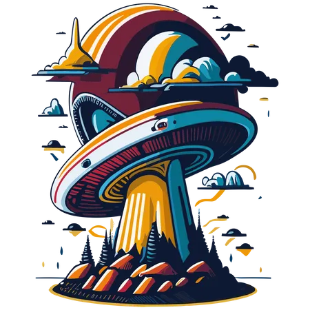 UFO Clipart Is Used For Print On Demand Creations Such As Apparel Stickers And Unique Merchandise Enabling You To Incorporate An Extraterrestrial Theme Into Your Designs And Unleash Your Creativity In Creating Out Of This World Products 일러스트레이션