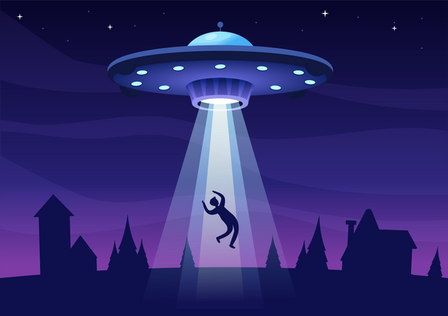 UFO abducting human  Illustration