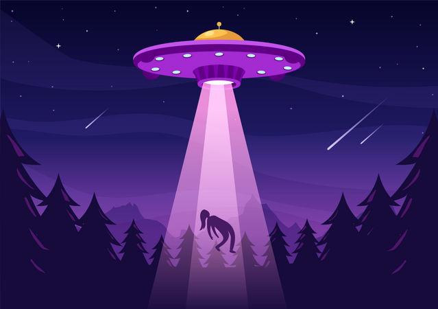 UFO abducting humans  Illustration