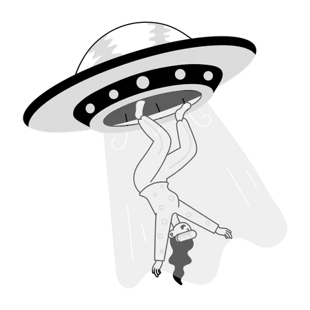 UFO Abduction done by girl  Illustration