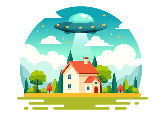 UFO Flying  Illustration