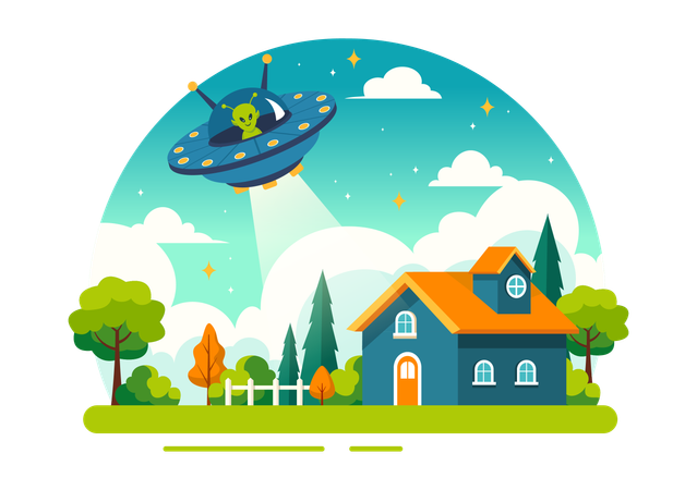 UFO Flying  Illustration