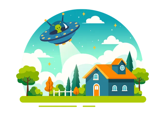 UFO Flying  Illustration