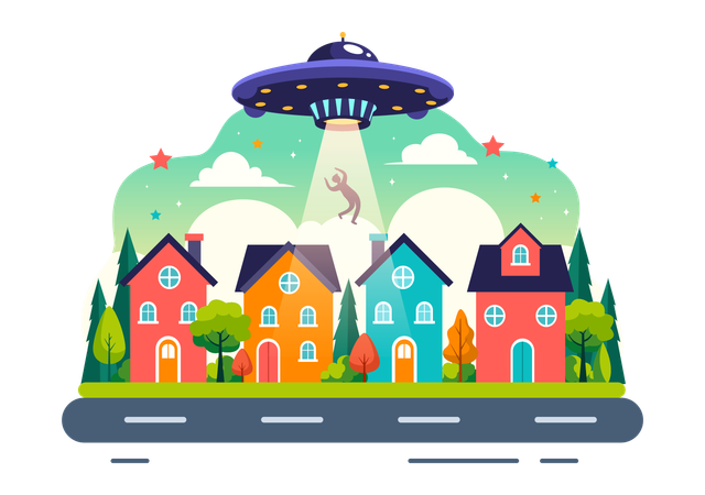 UFO Flying  Illustration