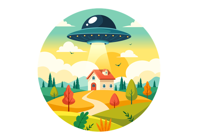 UFO Flying  Illustration