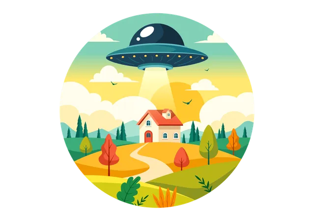 UFO Flying  Illustration