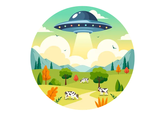 UFO Flying  Illustration