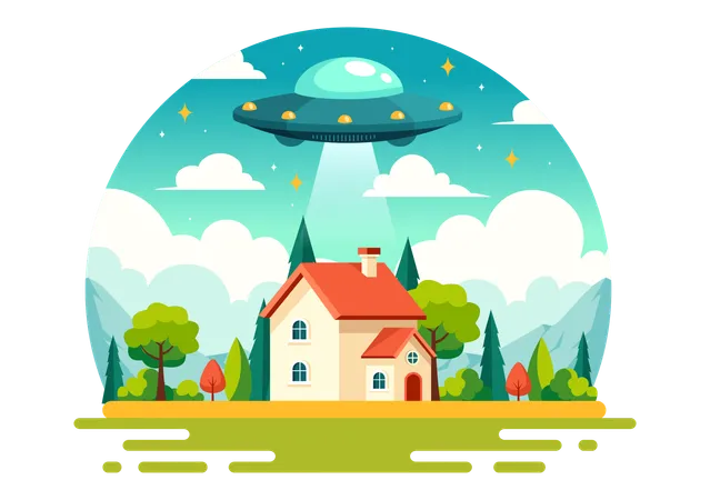 UFO Flying  Illustration