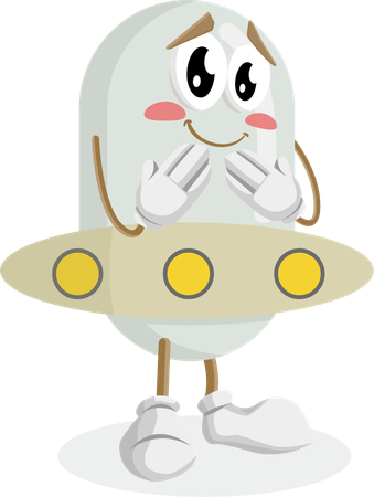 Ufo Logo mascot ashamed pose  Illustration