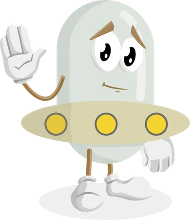 Ufo Logo mascot goodbye pose  Illustration