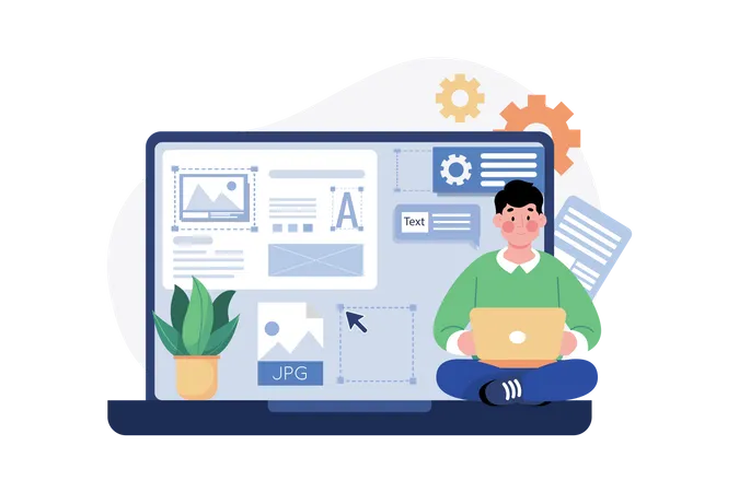 UI-Designer arbeitet an der Website  Illustration