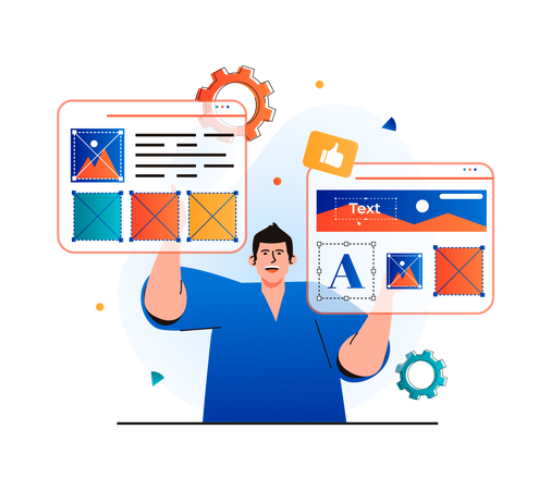 UI designer designing website layout  Illustration
