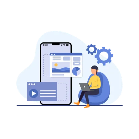 UI UX Design Flat Illustration In This Design You Can See How Technology Connect To Each Other Each File Comes With A Project In Which You Can Easily Change Colors And More Illustration