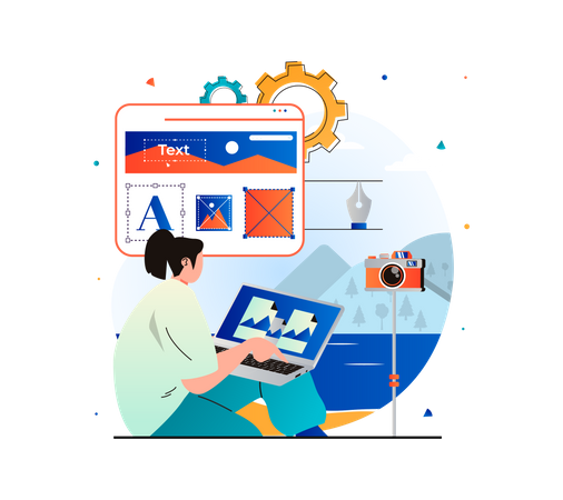 UI Designer working on ui design  Illustration