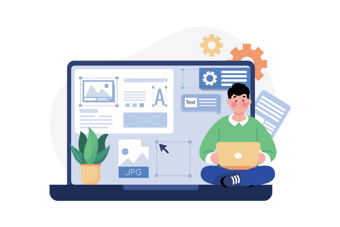 UI Designer working on website  Illustration