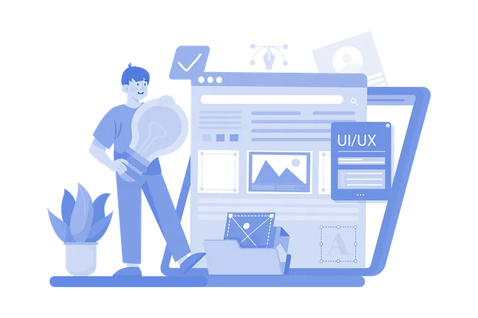 Designer UX UI Make Concept In Social Online Development Illustration