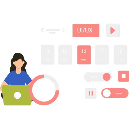 UI-UX-Designer arbeitet am Laptop  Illustration