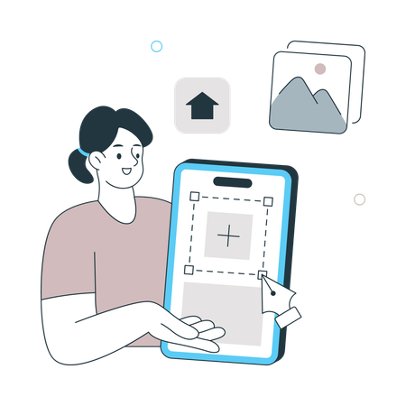 Designer de UI UX explicando o design da web  Ilustração