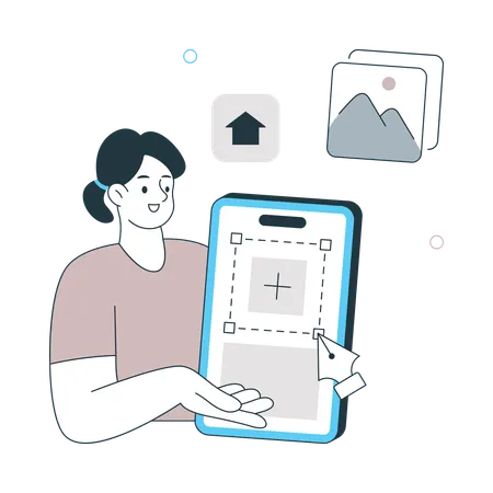 Designer de UI UX explicando o design da web  Ilustração