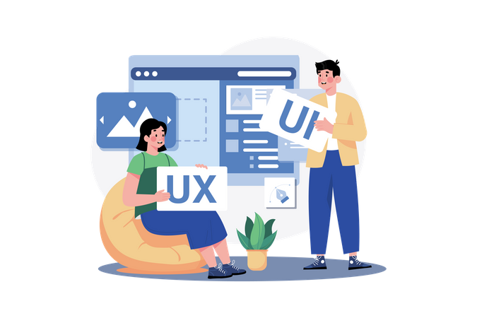 UI-UX-Designer-Team arbeitet zusammen  Illustration