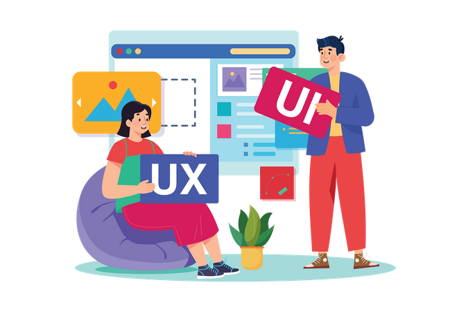 UI-UX-Designer-Team arbeitet zusammen  Illustration