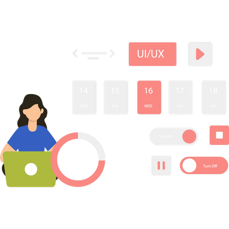 Designer Ui ux trabalhando no laptop  Ilustração