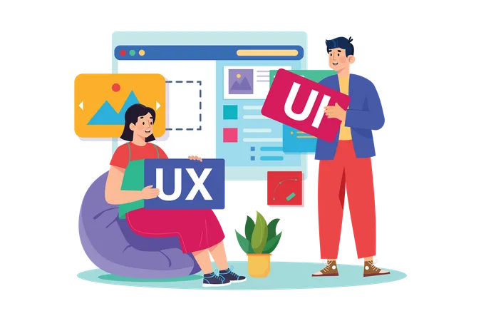 Team Of UX UI Designer Mobile Development Experience App Illustration
