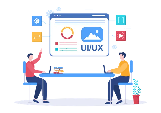 UI-UX designers working on a project  Illustration