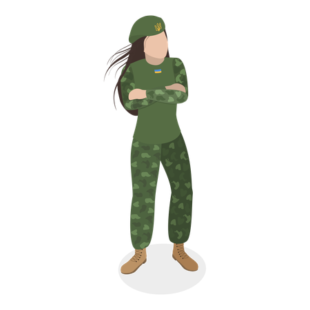 Ukrainian Woman Soldiers  Illustration