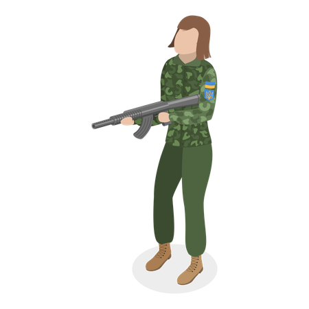 Ukrainian Woman Soldiers  Illustration