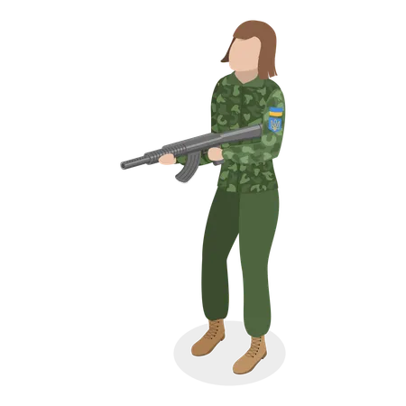 Ukrainian Woman Soldiers  Illustration