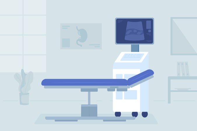 Ultrasound machine for patient examination  Illustration