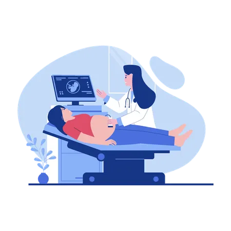 Ultrasound Pregnancy Screening Concept Illustration Vector Flat Illustration Illustration