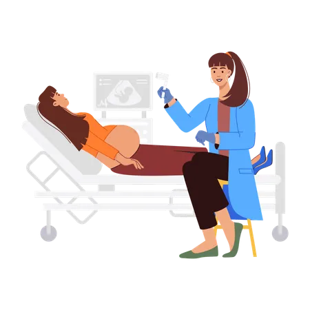 Ultrasound pregnancy screening  Illustration