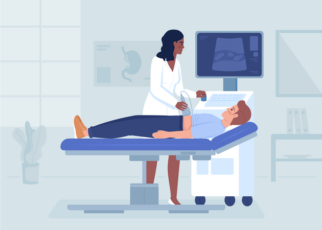 Ultrasound scanning process  Illustration