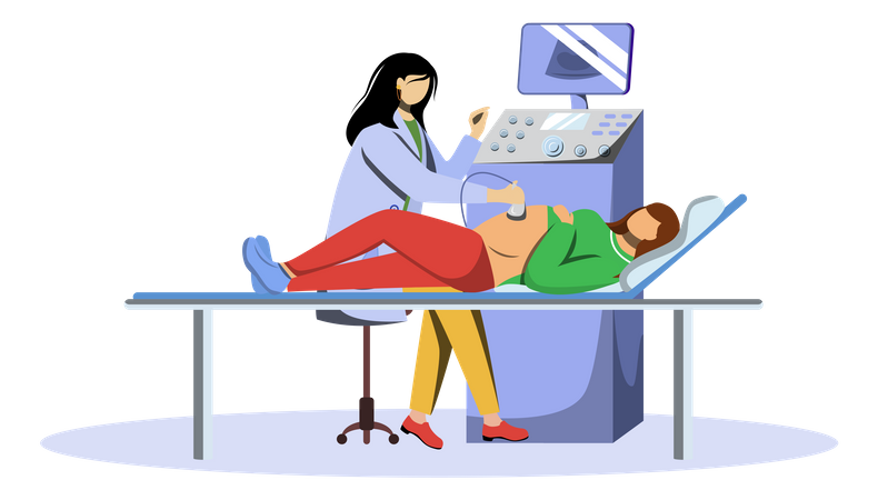 Ultrasound screening checkup of fetus  Illustration