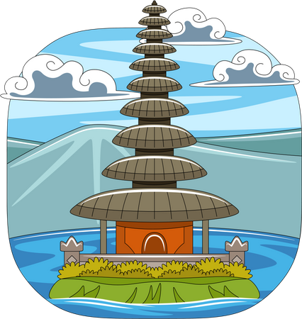 Ulun Danu Temple Illustration