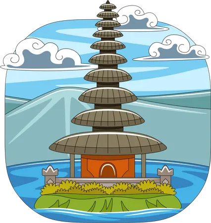 Ulun Danu Temple  Illustration