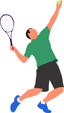 Um esportista segurando a posição de tiro da raquete de tênis  Ilustração