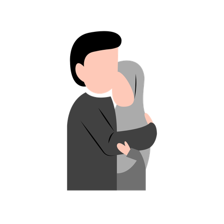 Um pai muçulmano consolando sua filha  Ilustração