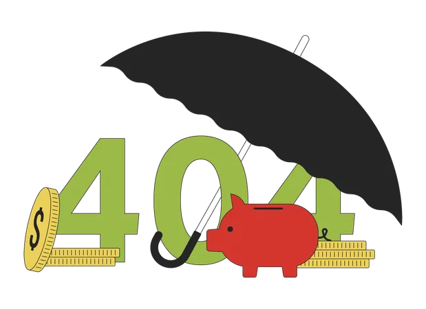 Umbrella Cover Savings Error 404 Flash Message Protect Finances From Risks Empty State Ui Design Page Not Found Popup Cartoon Image Vector Flat Illustration Concept On White Background Illustration