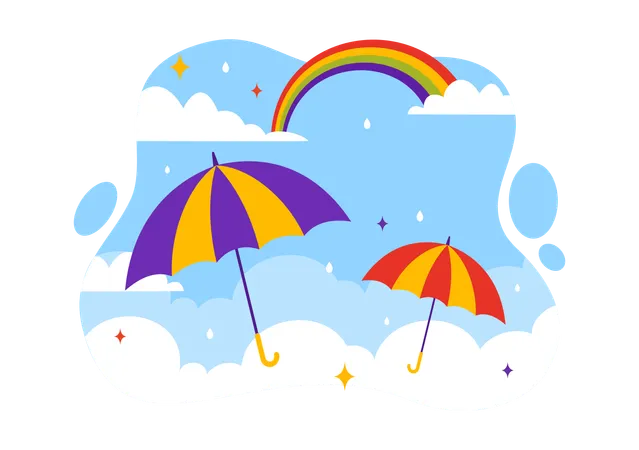 National Umbrella Day Vector Illustration On 10 February With Umbrellas At Rainy Weather Or Monsoon Season In Flat Cartoon Background Design Illustration