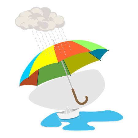 Umbrella in rain  Illustration