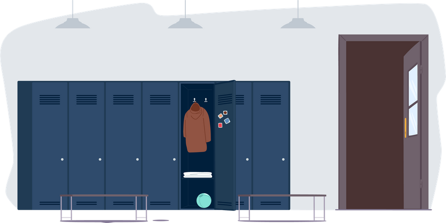 Umkleideraum in der Schule  Illustration