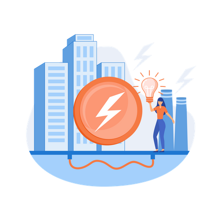 Umweltfreundliches geothermisches Kraftwerk für erneuerbare Energien  Illustration