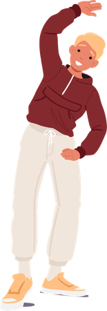 Un adolescent heureux faisant de l'exercice physique quotidien  Illustration