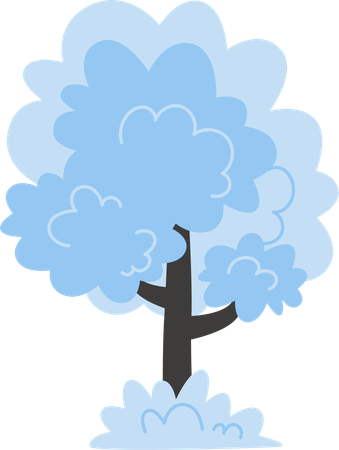 Un arbre bleu et enneigé  Illustration